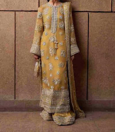 Hussain Rehar Wedding Collection Hand Work Organza 3 piece Unstitched