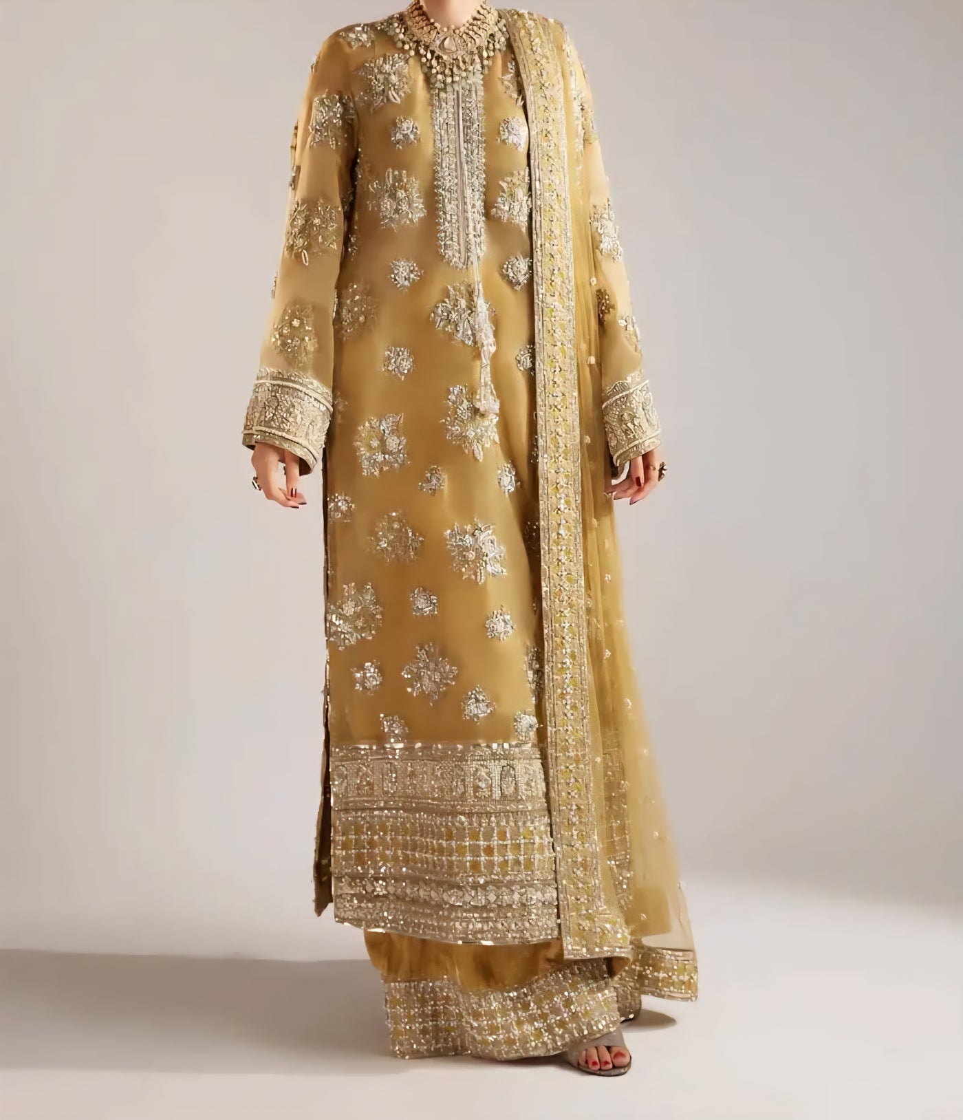 Hussain Rehar Wedding Collection Hand Work Organza 3 piece Unstitched